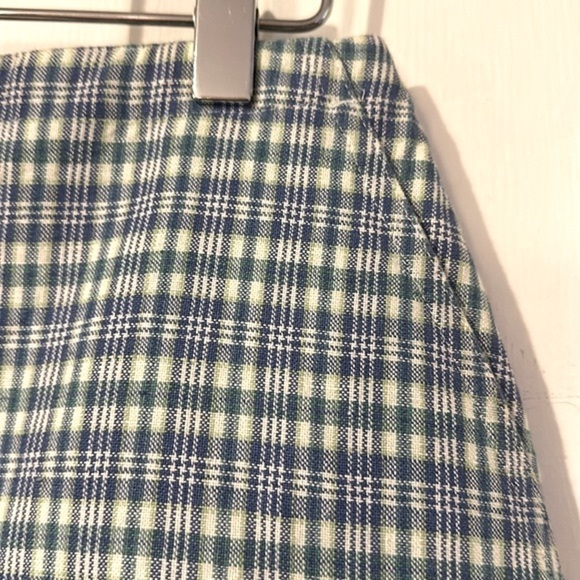 Women Boston Proper Blue Plaid Tie Top Cotton & Linen Skirt Size 8 - Picture 4 of 7